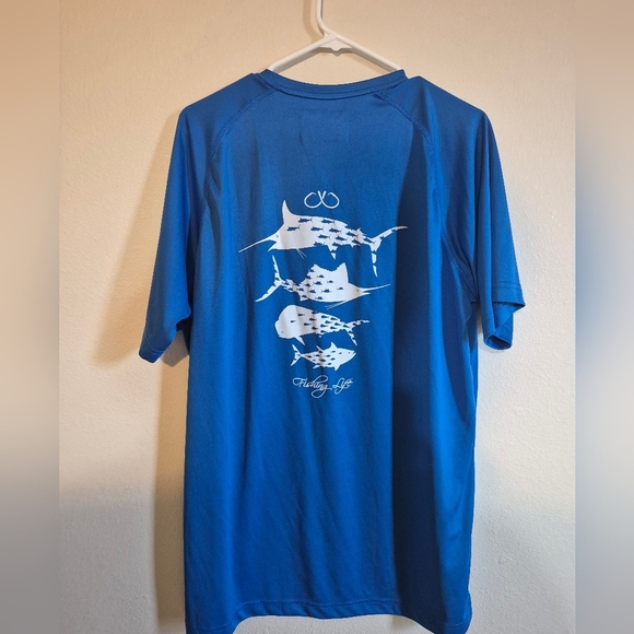 Vibrant Blue Short Sleeve Tee with Crew Neck Whit UPF 50+ Sun Protection - Picture 4 of 4